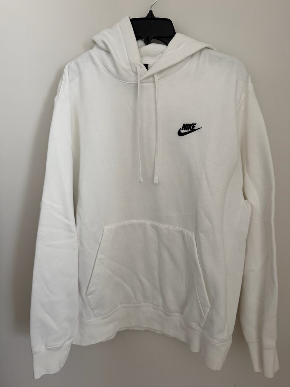 NIKE - White Pullover Hoodie with Black Swoosh - Women’s Large